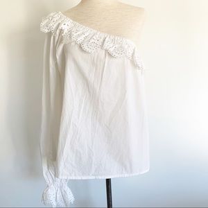 JOIE Arianthe One-Shoulder Eyelet Top, White | SML